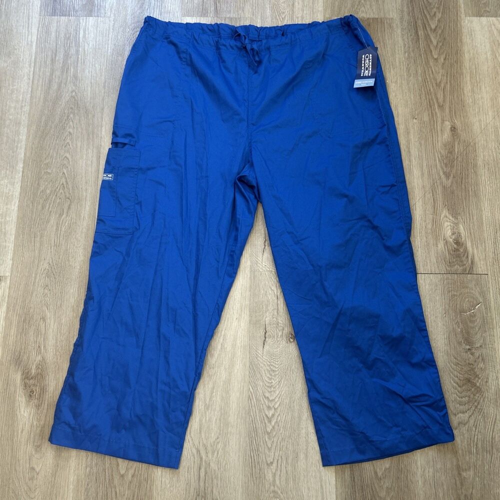 Cherokee Workwear Scrubs Pants 2XL Galaxy Blue 4043 Elastic Waist Pull-On Cargo